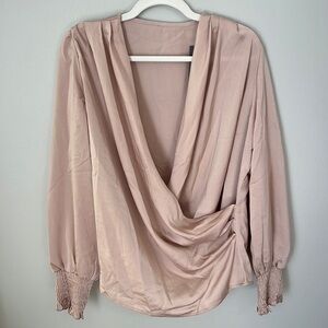 NWT Kara and Kate Champagne Cross Front Long Sleeve Top